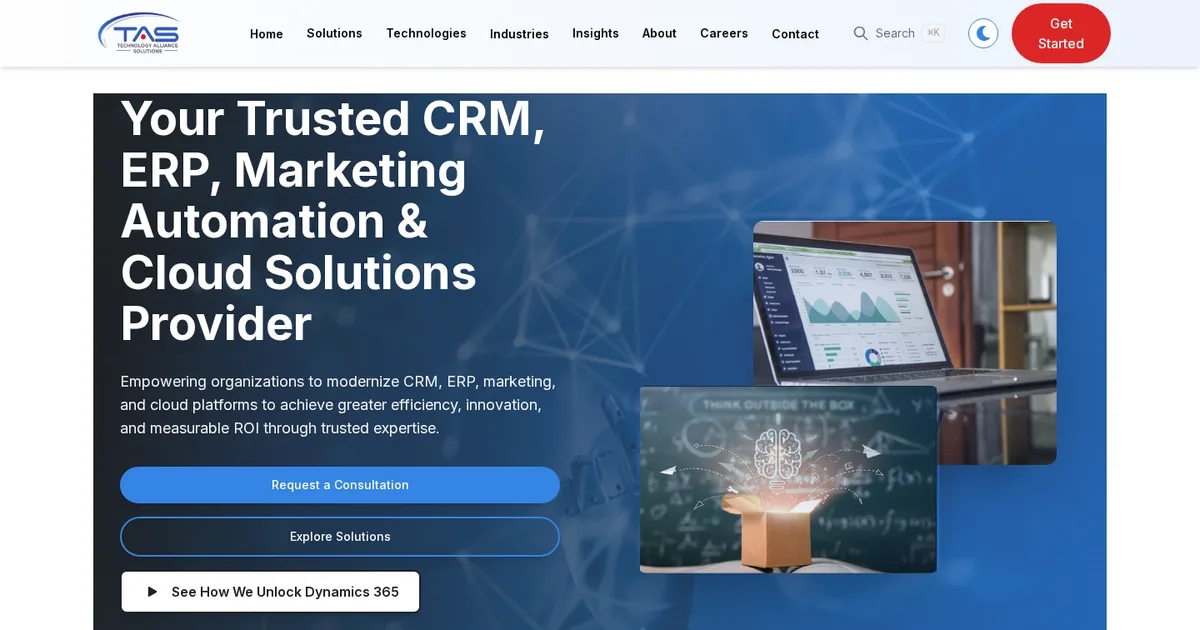 The Technology Alliance Solutions site as it looks today